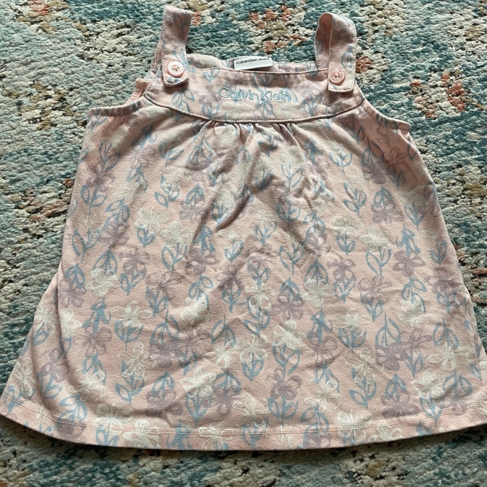 Calvin Klein Pink and Blue Patterned Tank Top
